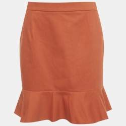 مملوكة مسبقًا M Missoni Brown Cotton Ruffled Mini Skirt XS