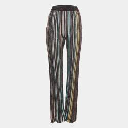 Pre Owned M Missoni Black Sequin Lurex Knit Flared Pants L