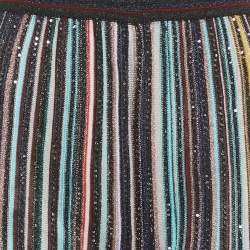 Pre Owned M Missoni Black Sequin Lurex Knit Flared Pants L