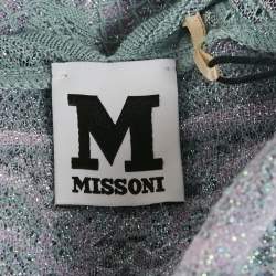 مملوكة مسبقًا M Missoni Teal Blue Lures Knit V-Neck Top M