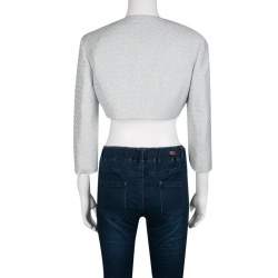 Pre Owned M Missoni Metallic Powder Blue Textured Cropped Jacket M