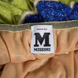 Pre Owned فستا ن أم ميزوني ماكسي بلا ظهر تريكو نمط لوركس متعدد الألوان مقاس صغير