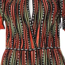 Pre Owned M Missoni Multicolor Striped Knit Tie Detail Playsuit S