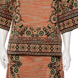 Pre Owned M Missoni Burnt orange Floral Jacquard Knit Midi Skirt & Top Set M