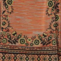 Pre Owned M Missoni Burnt orange Floral Jacquard Knit Midi Skirt & Top Set M