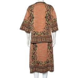 Pre Owned M Missoni Burnt orange Floral Jacquard Knit Midi Skirt & Top Set M