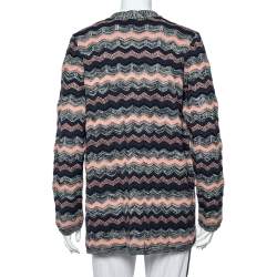 مملوكة مسبقًا كارديغان أم ميزوني تريكو شيفرون منقوش متعدد الألوان مفتوح من الأمام مقاس متوسط - ميديوم 