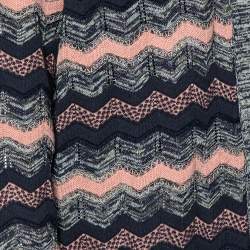 مملوكة مسبقًا كارديغان أم ميزوني تريكو شيفرون منقوش متعدد الألوان مفتوح من الأمام مقاس متوسط - ميديوم 