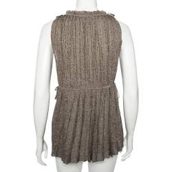 Pre Owned توب إم ميسوني  لوريكس تريكو ميتاليك بطيات ورقبة مكشكشة مقاس كبير - لارج