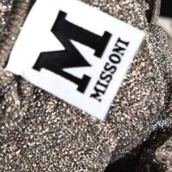 Pre Owned توب إم ميسوني  لوريكس تريكو ميتاليك بطيات ورقبة مكشكشة مقاس كبير - لارج