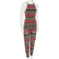 Pre Owned M Missoni Multicolored Knit Back Tie Detail Jumpsuit S