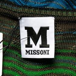 Pre Owned Missoni Multicolored Patterned Knit V-neck Flared Dress L