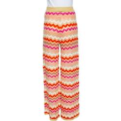 Pre Owned M Missoni Multicolor Lurex Knit Chevron Pattern Elasticized Waist Pants M