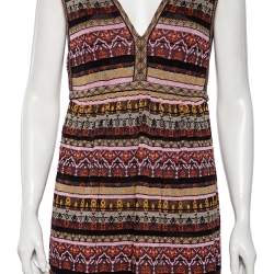 Pre Owned M Missoni Multicolor Patterned Lurex Knit Sleeveless Maxi Dress M