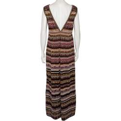 Pre Owned M Missoni Multicolor Patterned Lurex Knit Sleeveless Maxi Dress M
