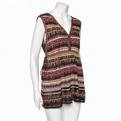 Pre Owned M Missoni Multicolored Lurex Knit Sleeveless Top L