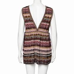 Pre Owned M Missoni Multicolored Lurex Knit Sleeveless Top L