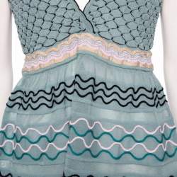 Pre Owned M Missoni Blue Patterned Knit Sleeveless Top L