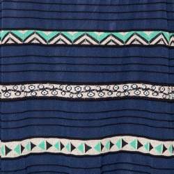 Pre Owned M Missoni Navy Blue Panel Patterned Knit Sleeveless Dress L