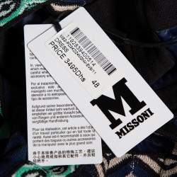 Pre Owned M Missoni Navy Blue Panel Patterned Knit Sleeveless Dress L