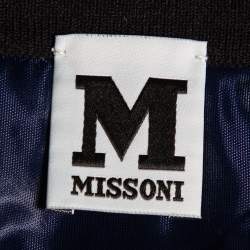 Pre Owned M Missoni Navy Blue Panel Patterned Knit Sleeveless Dress L