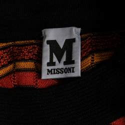 Pre Owned M Missoni Multicolor Wave Perforated Pattern Knit Ruffle Detailed Midi Dress L