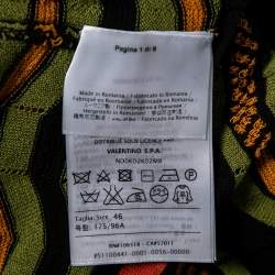 Pre Owned M Missoni Multicolor Wave Perforated Pattern Knit Ruffle Detailed Midi Dress L