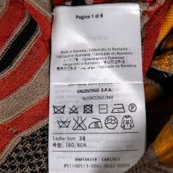 Pre Owned M Missoni Multicolor Wave Perforated Pattern Knit Ruffle Detailed Midi Dress S