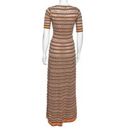 Pre Owned M Missoni Multicolor Patterned Knit Short Sleeve Maxi Dress S