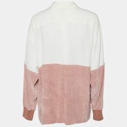 مملوكة مسبقًا M Missoni Two Tone Silk & Velvet Half Button Shirt M