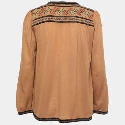 Pre Owned M Missoni Light Brown Knit Patterned Long Sleeve Top L