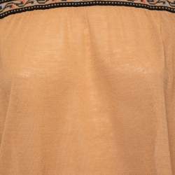 Pre Owned M Missoni Light Brown Knit Patterned Long Sleeve Top L