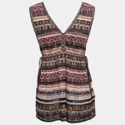 Pre Owned توب إم ميزوني تريكو لوريكس متعدد الألوان بلا أكمام مقاس كبير (لارج)