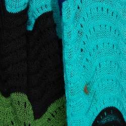 Pre Owned M Missoni Multicolour Wave Perforated Pattern Knit Midi Dress S