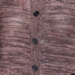 Pre Owned M Missoni Pink & Brown Lurex Knit Button Front Cardigan M