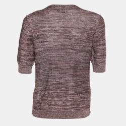 Pre Owned M Missoni Pink & Brown Lurex Knit Button Front Cardigan M