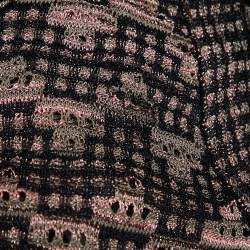 Pre Owned M Missoni Black/Pink Perforated Lurex Knit Maxi Dress L