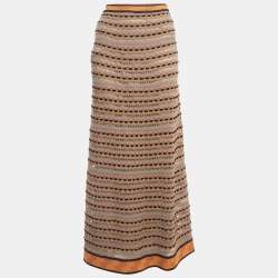 Pre Owned M Missoni Brown/Multicolor Knit Skirt S