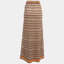 Pre Owned M Missoni Brown/Multicolor Knit Skirt S