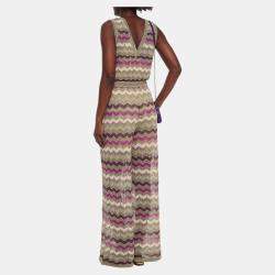 Pre Owned M Missoni Multicolor Lurex Knit Sleeveless Jumpsuit L (IT 44)