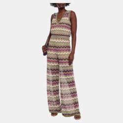 Pre Owned M Missoni Multicolor Lurex Knit Sleeveless Jumpsuit L (IT 44)