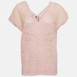 Pre Owned M Missoni Pink Patterned Lurex Knit Top M