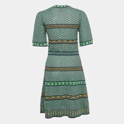 Pre Owned M Missoni Green Patterned Knit Mini Dress M