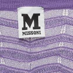 Pre Owned M Missoni Purple Patterned Lurex Knit Short Dress L