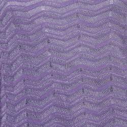 Pre Owned M Missoni Purple Patterned Lurex Knit Short Dress L