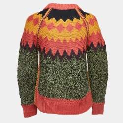 مملوكة مسبقًا M Missoni Multicolor Patterned Wool-Blend Knit Sweater S