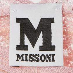 Pre Owned M Missoni Pink Floral Pattern Lurex Knit Cap Sleeve Top M