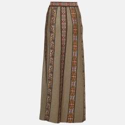 Pre Owned M Missoni Multicolor Stripe Lurex Knit Flared Midi Skirt L