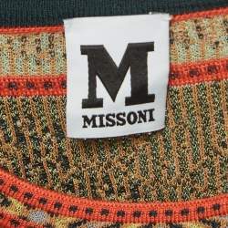 Pre Owned M Missoni Green Floral Pattern Knit Long Sleeve Top M