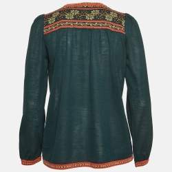 M Missoni Green Floral Pattern Knit Long Sleeve Top L